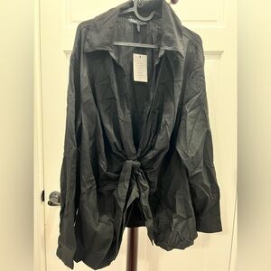 Eloquii Black Tie-Front Crop Top